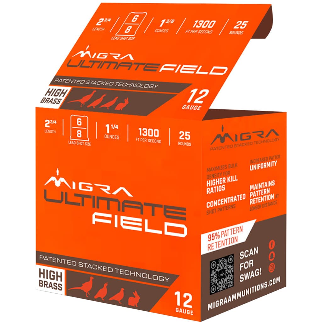Migra Ammunitions, Staxd Ultimate Field Shotgun Ammo, 12 Gauge, Shot, 1 3/8 oz, 25 Rounds
